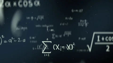 Typing mathematics and physics formulas in abstract digital space Stock Footage 193887252