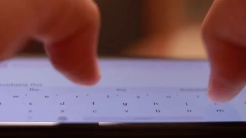 Typing a message on the smartphone screen Video stock 146489884