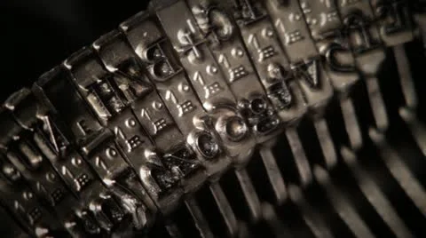 Typing. Metal types in the typewriter.  Stock Footage 10823073