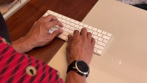 Typing on modern computer wireless keyboard Stock Footage 337271476