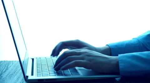 Typing On Modern Laptop Stock Footage 47894347