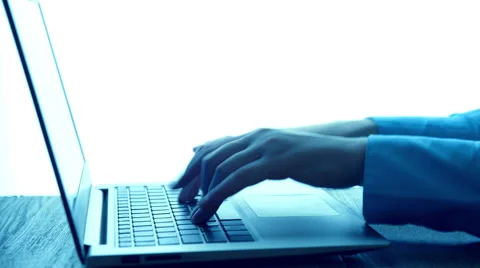 Typing On Modern Laptop Stock Footage 48284199
