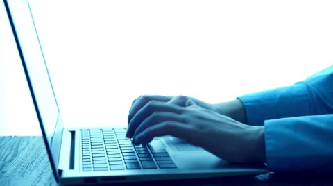 Typing On Modern Laptop Stock Footage 48284404