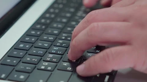 Typing on Modern Laptop Keyboard Close Up Video stock 338368461