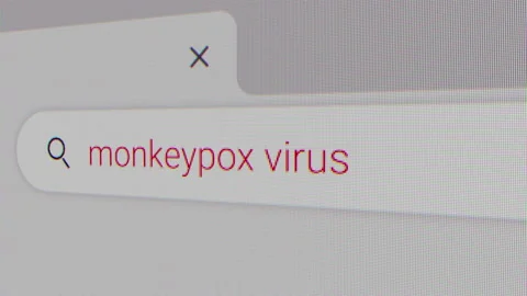 Typing Monkeypox as keyword in search bar in search engine Stock Footage 201274562