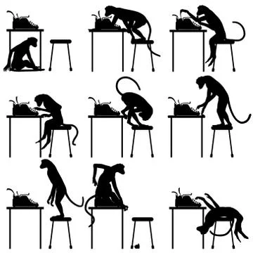 Typing monkeys Stock Illustration