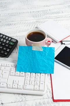 Typing New Ideas Writing Important Notes Voice Video Calls Communication Foto stock