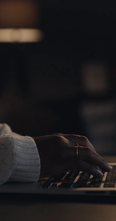 Typing, night and hands of person on laptop for copywriting, editing and article Stock Footage 327448219