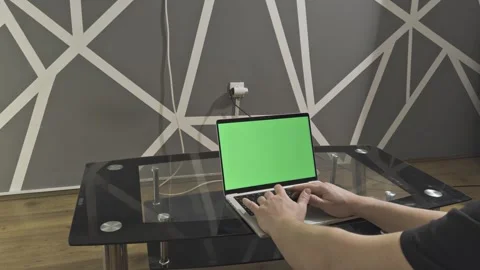 Typing on NoteBook - green screen Stock Footage 311086125