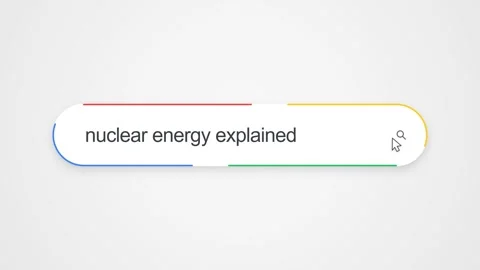 Typing Nuclear Energy Explained in Search Bar - Close Up Technology Concept Stockbeeldmateriaal 345153957