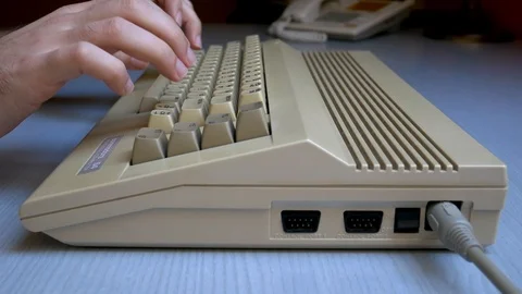 Typing on old computer Stock Footage 86764899