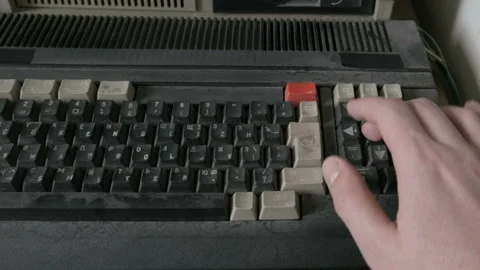 Typing on an old-style computer. Stock Footage 91299469
