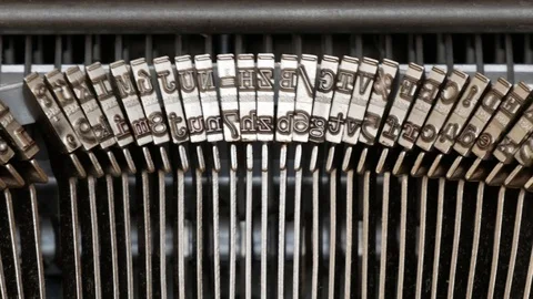 Typing an old typewriter machine (close up) Stock Footage 113505218