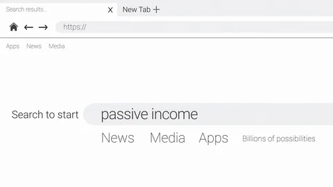 Typing passive income into an web page internet search engine Video stock 107956531