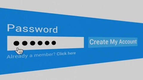 Typing password and create account close up shot computer screen animation Stock Footage 81529739