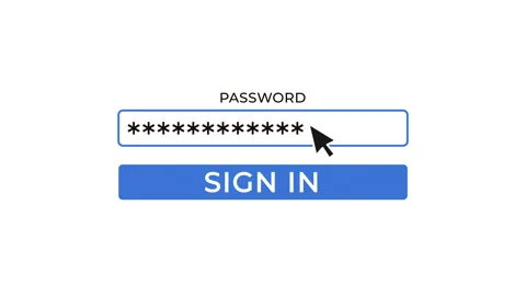 Typing on Password Column and Clicking Sing In Button Computer Animation Video stock 155532375