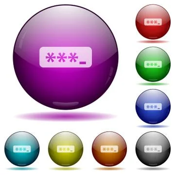 Typing password glass sphere buttons Stock Illustration