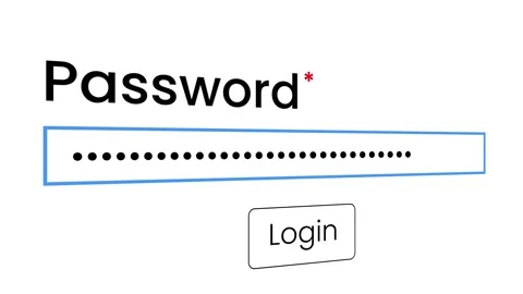 Typing password window in a computer screen animation Vidéo 332266561