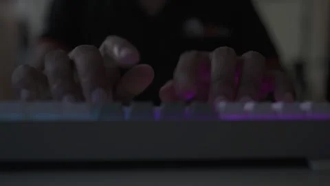 Typing PC mechanical keyboard a person Stock Footage 290949590