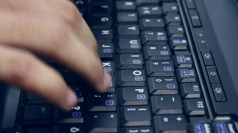Typing perspective on black laptop keyboard 스톡 동영상 837698