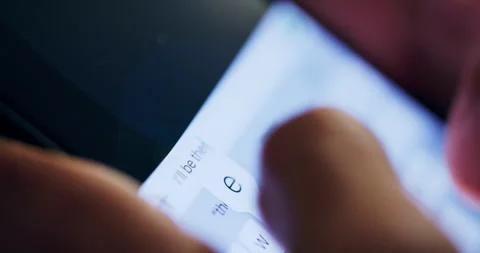 Typing, phone screen and hands closeup for text, online dating and social media 스톡 동영상 286185361