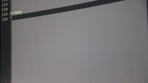 Typing PHP-code on screen by web developer and php developer computer screen Stock Footage 209180060