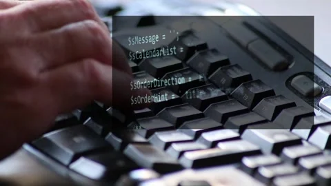 Typing PHP-code on screen by web developer and php developer computer screen Stock Footage 209180833