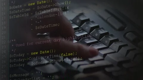 Typing PHP-code on screen by web developer and php developer on computer screen Stock Footage 209195949