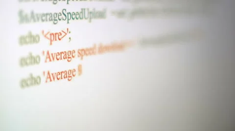 Typing PHP programming code on monitor. Shallow DOF 4k UHD (3840x2160) Stock Footage 61246638