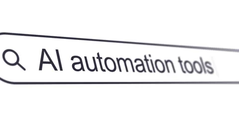 Typing phrase AI automation tools into search box Stock Footage 336199069