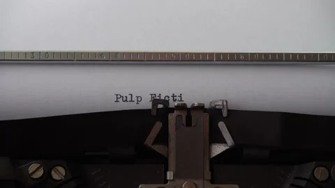 Typing phrase Pulp Fiction on retro typewriter. Close up.	 Stock Footage 160596777