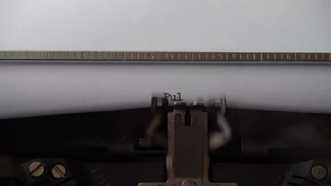 Typing phrase Pulp Fiction on retro typewriter. Close Stock Footage 169543169