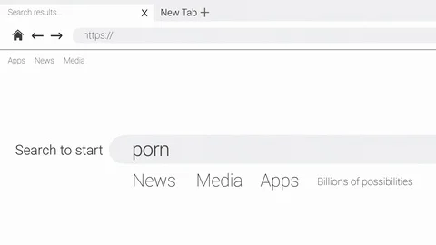 Typing porn into an web page internet search engine Video stock 107956533