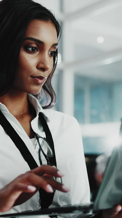 Typing, programming and woman in office, laptop for software development and Stock Footage 333239233