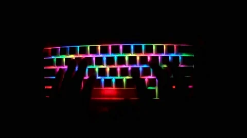 Typing On Rainbow Keyboard Stock Footage 149347099