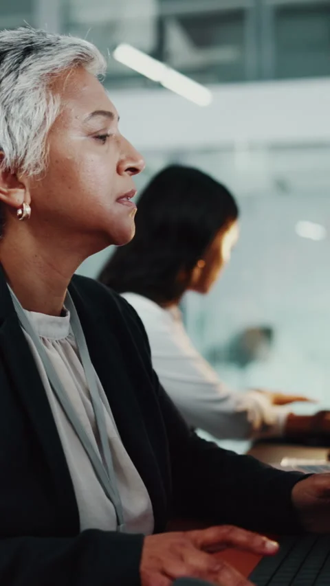 Typing, reading and woman with programming in office, server update and system 스톡 동영상 333252686