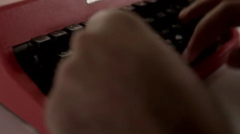 Typing on red typewriter Stock Footage 45618941