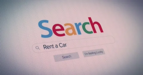 Typing rent a car in browser clicking search internet pixelated screen animation Stockbeeldmateriaal 134841418