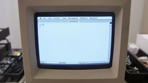 Typing report document on Old Classic Computer Stock Footage 131338836