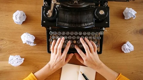 Typing on retro typewriter Stock Footage 104238484