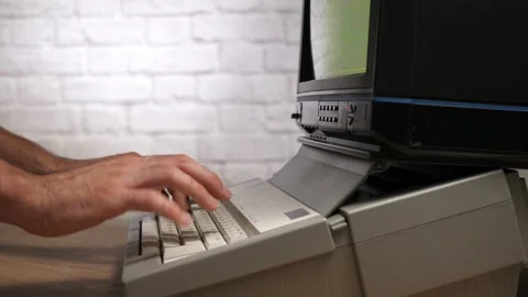 Typing on a Retro Vintage Computer Mechanical Keyboard 80s 90s Stock Footage 139159429