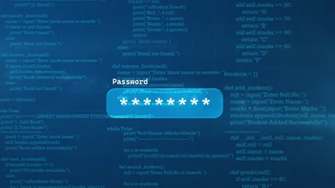 Typing a secure password in a digital logic interface with a computer code. Vídeos de archivo 344527916