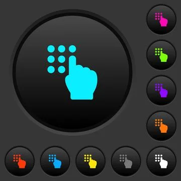 Typing security code dark push buttons with color icons Stockillustratie