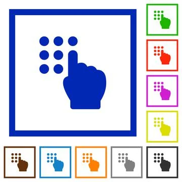 Typing security code flat framed icons Stock Illustration