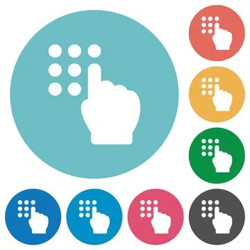 Typing security code flat round icons Stockillustratie