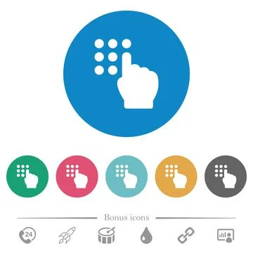 Typing security code flat round icons Stock Illustration