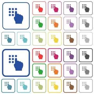 Typing security code outlined flat color icons 스톡 일러스트
