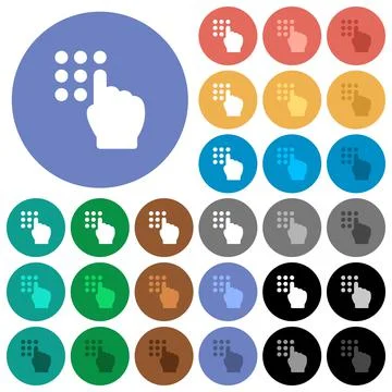 Typing security code round flat multi colored icons Illustrazione stock