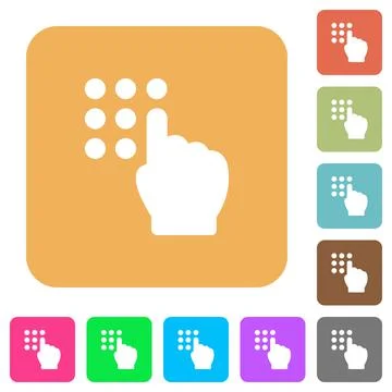 Typing security code rounded square flat icons Illustrazione stock