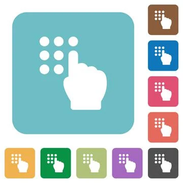 Typing security code rounded square flat icons Stockillustratie